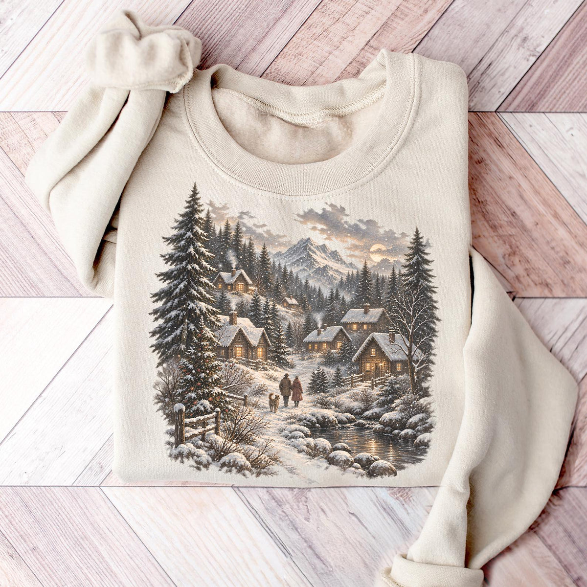 Retro Christmas Winter Village Sweatshirt